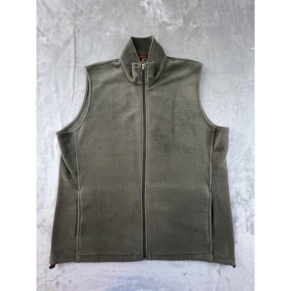 Woolrich Fleece Vest Mens XL Dark Shale Green Full Zip Mock Neck 18037